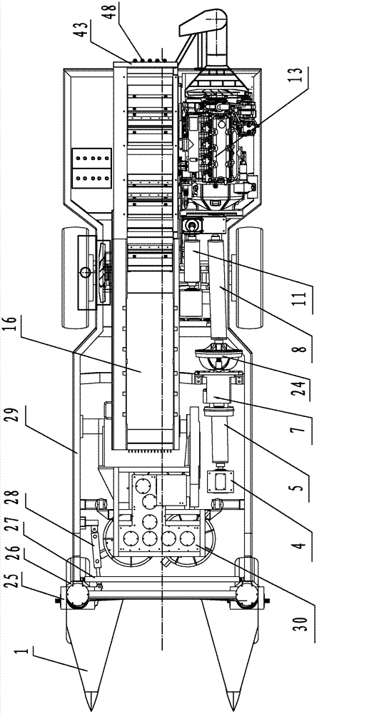 Combined sugarcane harvester