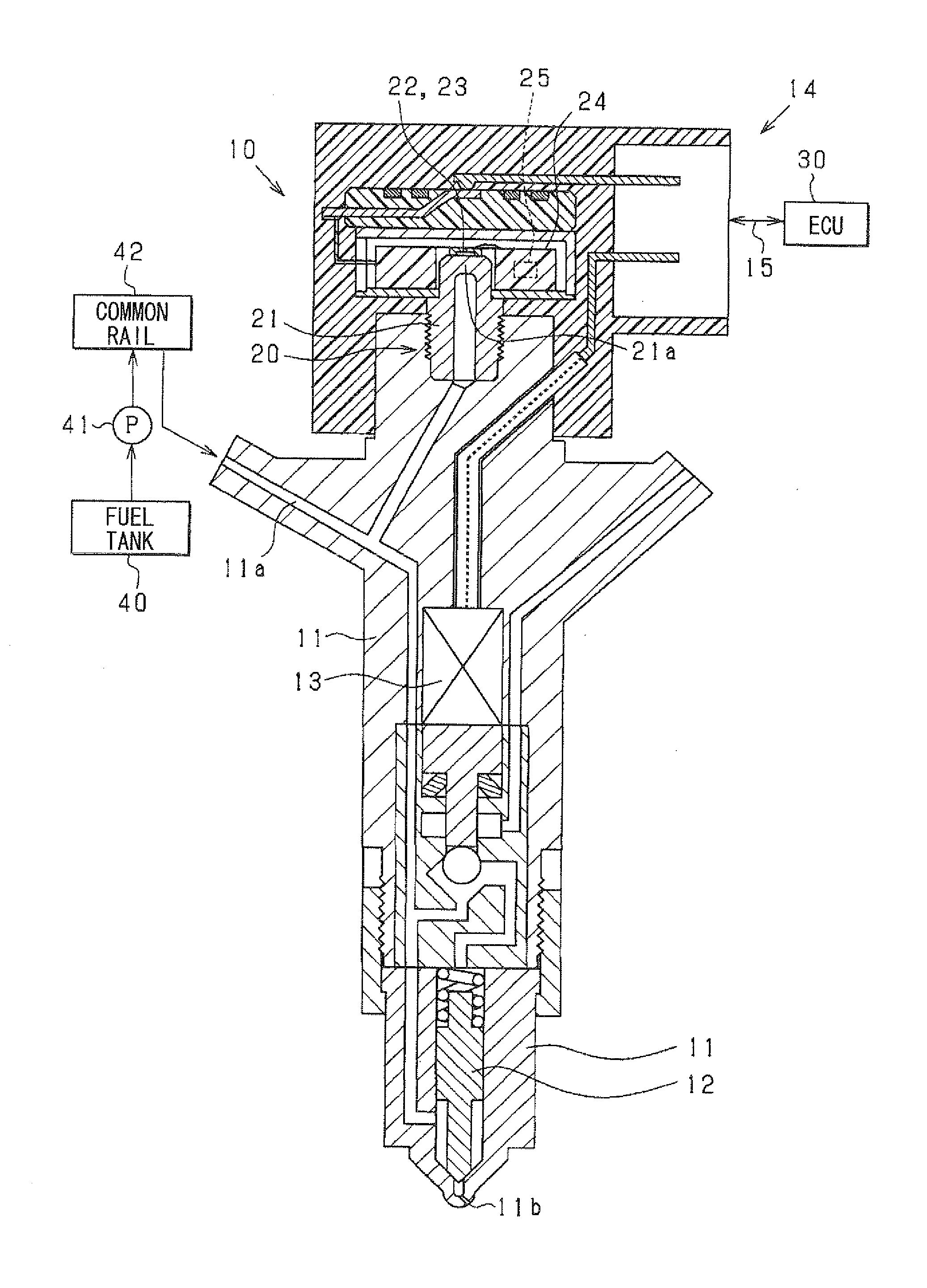 Detecting device for fuel injector