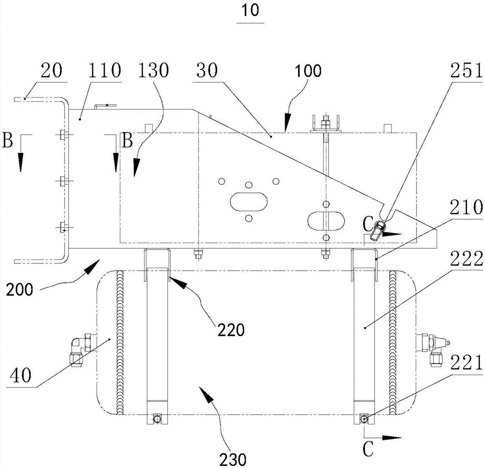 Integrated bracket for storage battery and air-storage cylinder, automobile chassis and automobile