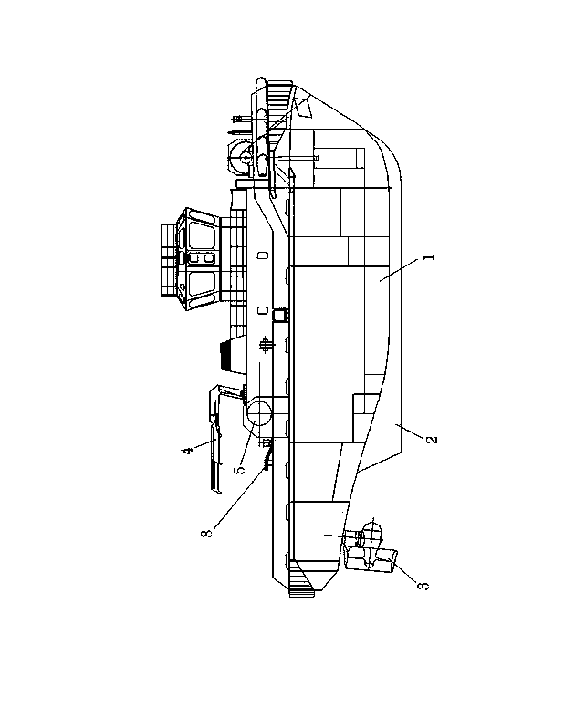 Full-revolving tugboat with stern roller