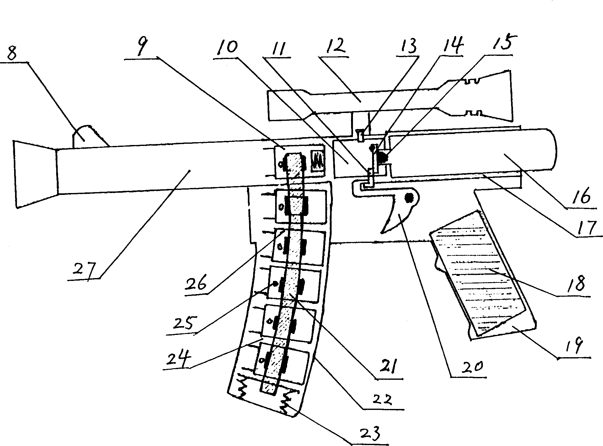 Electronic electric shock gas fly bullet and shooting device thereof