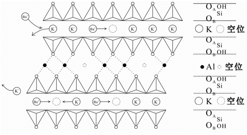 Method for extracting soluble potassium ions by adopting hydromica barium ion exchange method