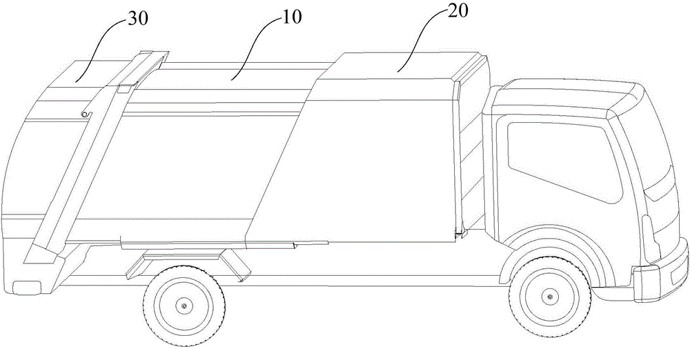 Garbage truck carriage with slide cover door and side-mounted garbage truck