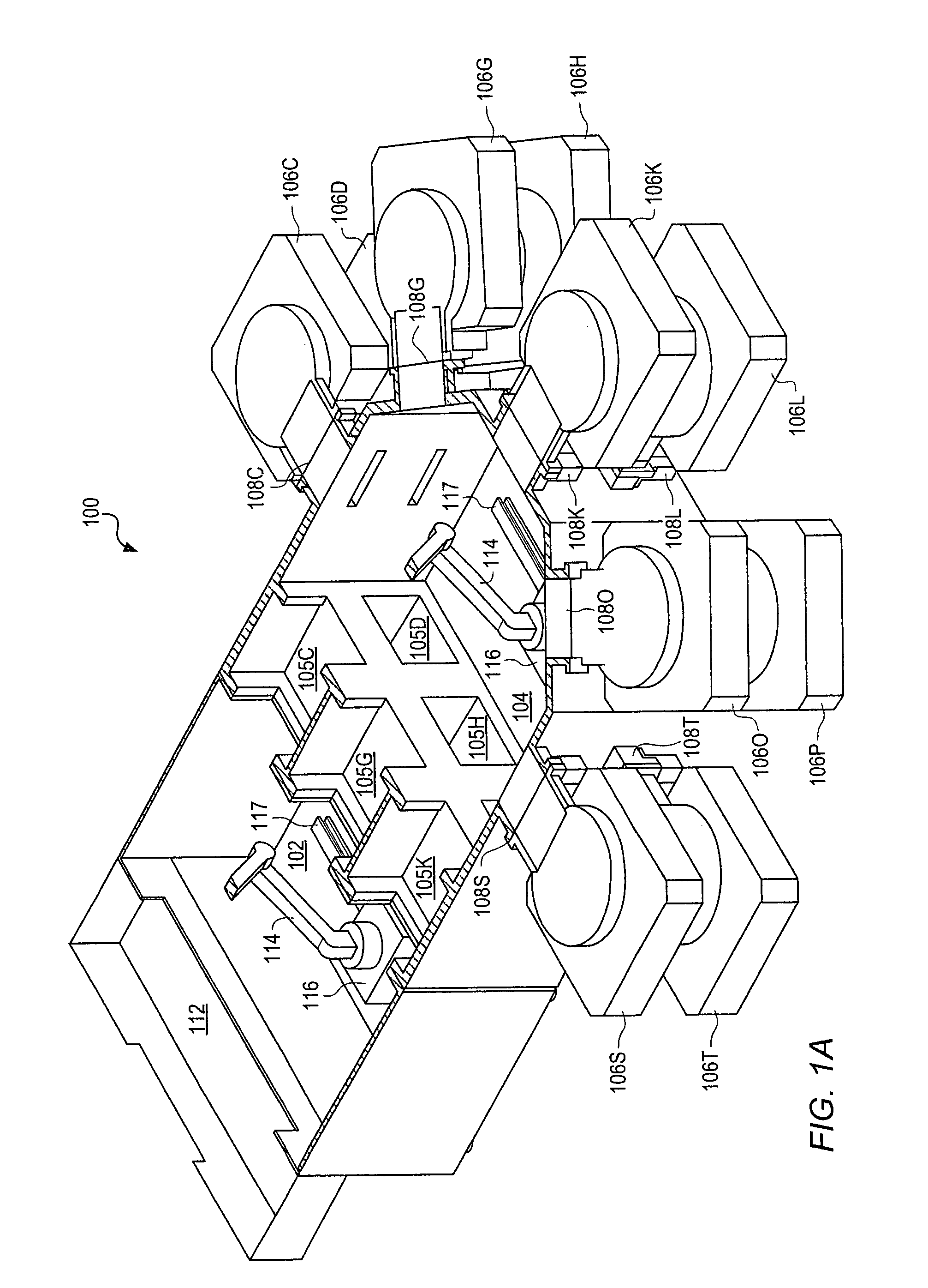 Magnetic media processing tool with storage bays and multi-axis robot arms