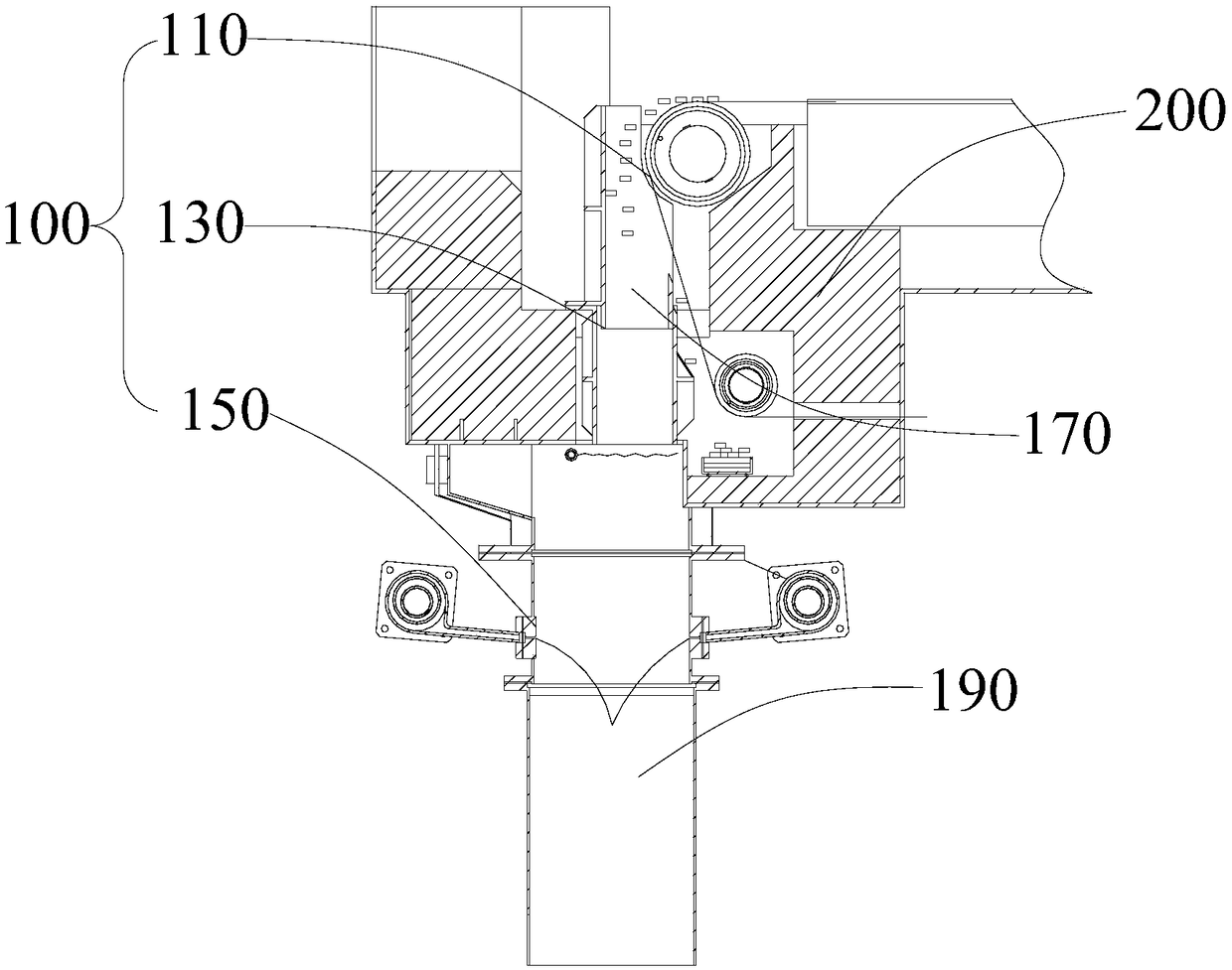 Salt bath furnace blanking device and salt bath heating furnace