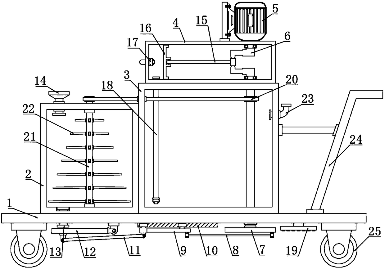 Seed-spreading and watering integrated trolley for Chinese herbal medicine planting