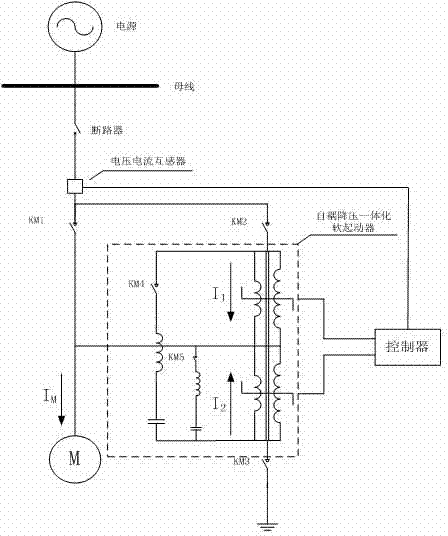 Self-coupling step-down compensation integrated soft start device