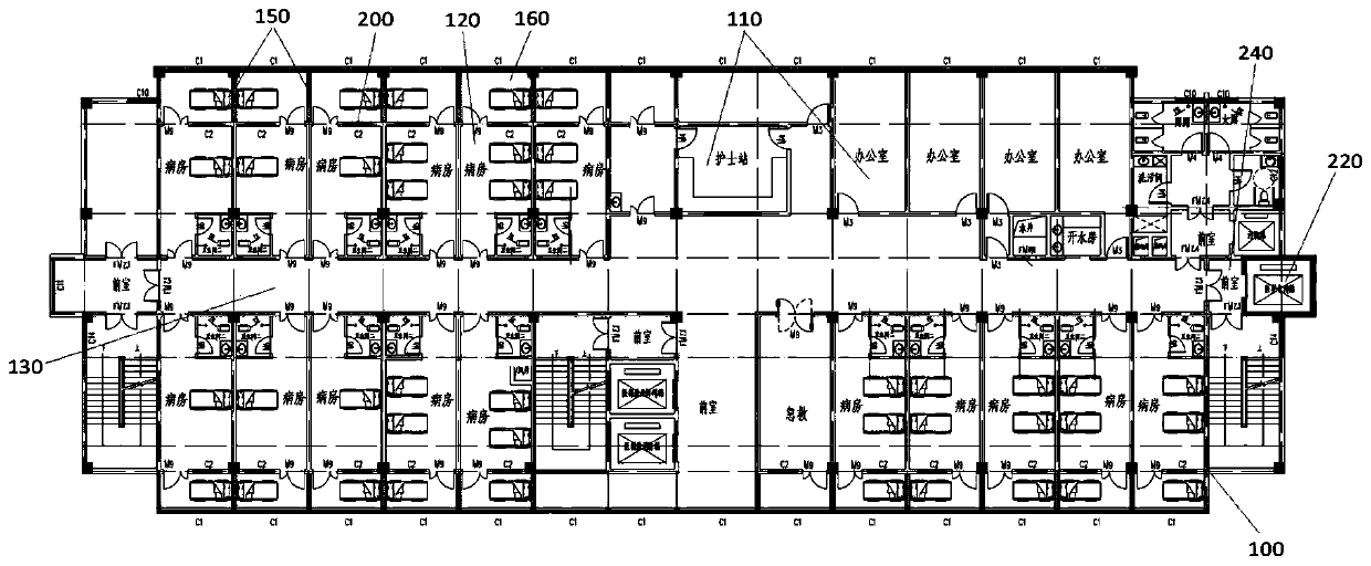 Conventional hospital and infectious disease hospital ordinary and infectious disease period combined hospital and construction method thereof