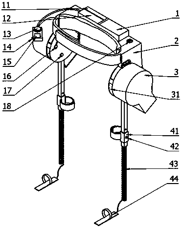 Wearable type assisted traveling device with adjustable step speed and self-adaptive step pitch