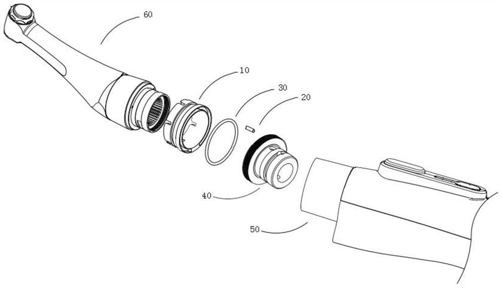 Stepless rotary quick release structure of root canal therapy handpiece