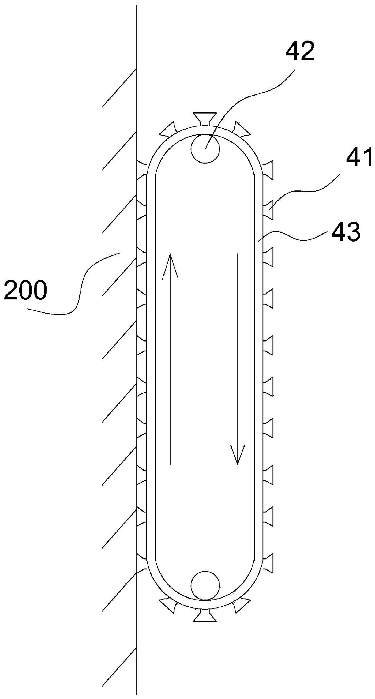 Negative-pressure rotation type cleaning device for glass curtain wall