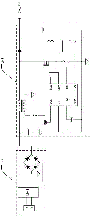 LED (Light-Emitting Diode) television two-in-one power supply circuit and LED television