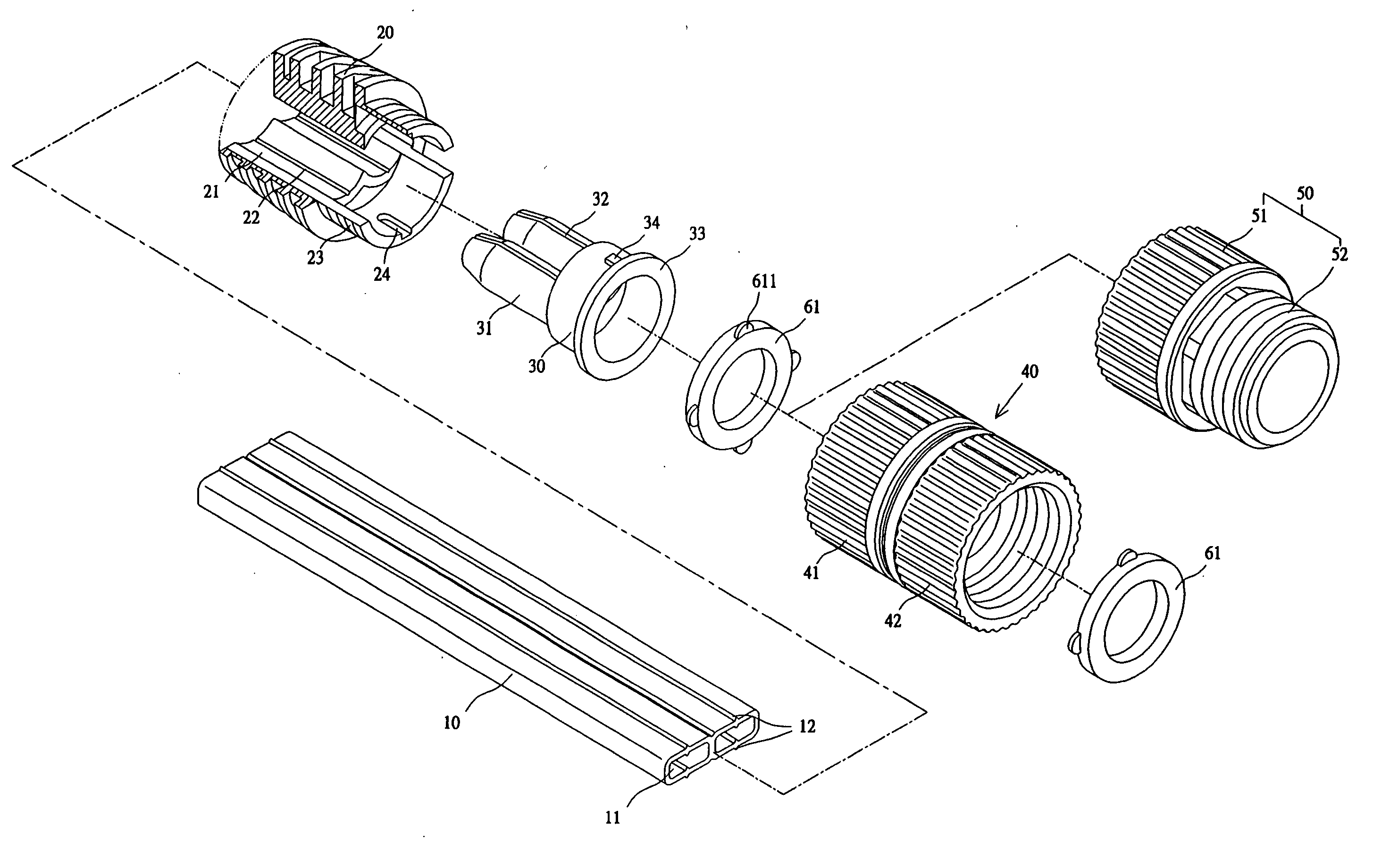 Combination of hose and hose connector