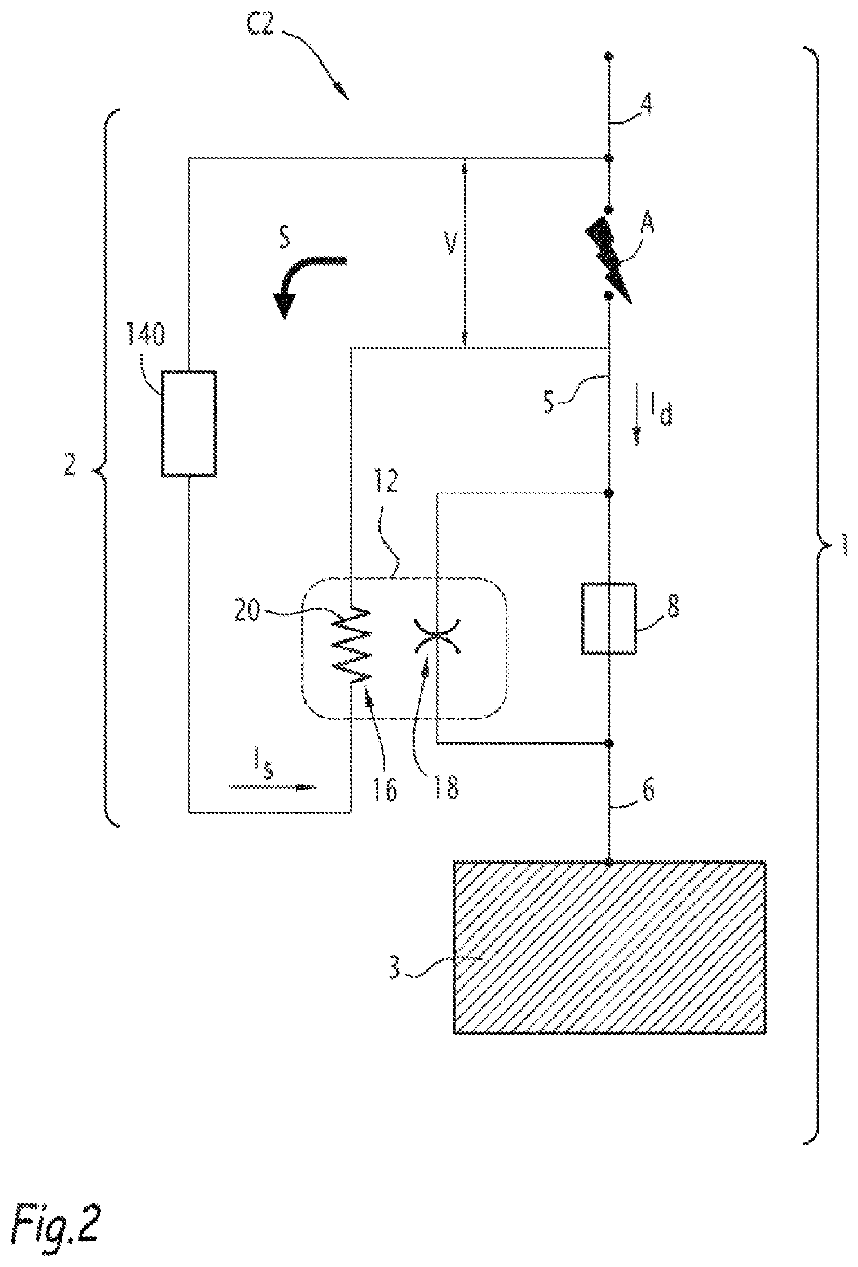 Protective device for an electrical circuit, electrical circuit provided with such a device and method for protecting such an electrical circuit