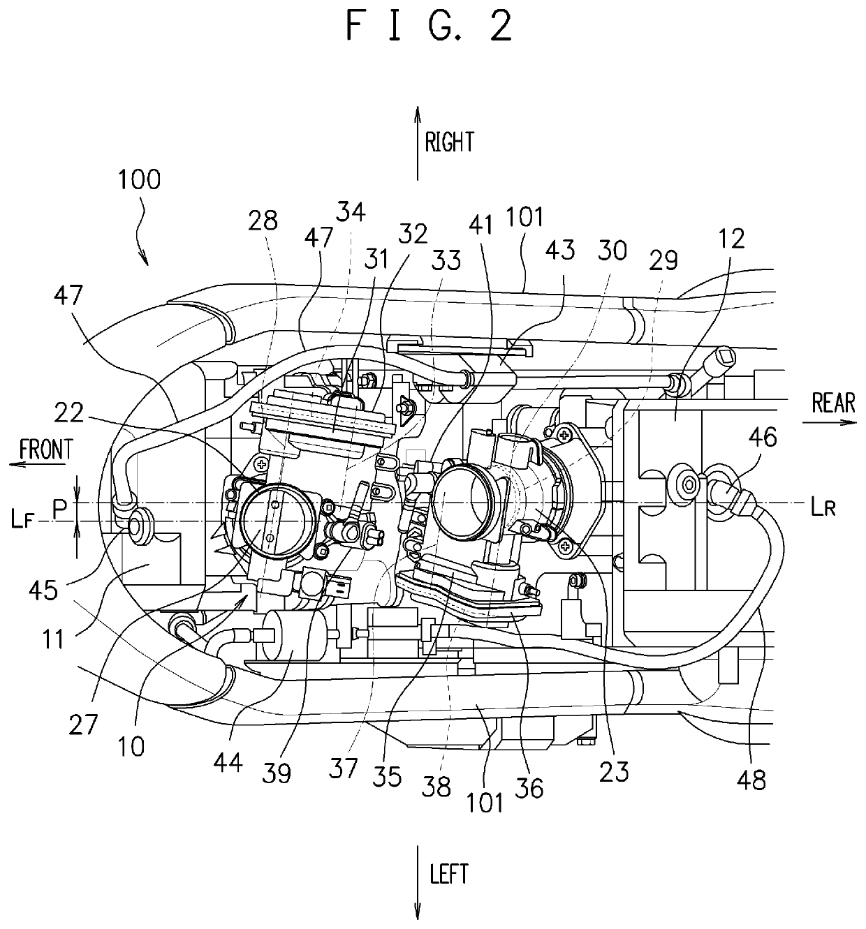 V-engine air intake structure