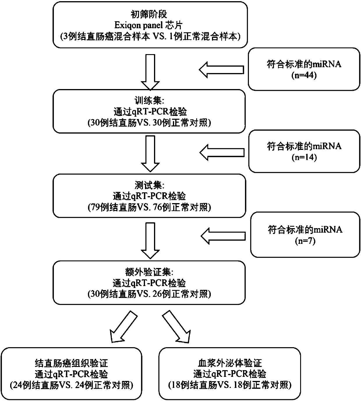 Plasma miRNA markers related to auxiliary diagnosis of colorectal cancer and application of the markers