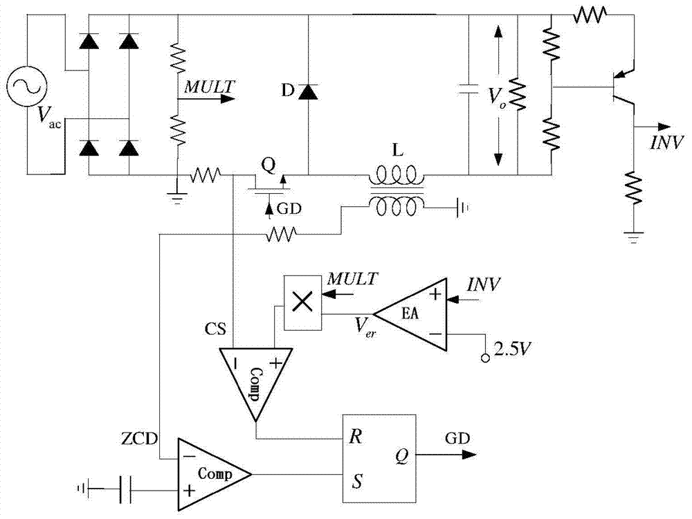 Buck type high power factor converter based on integrated controller