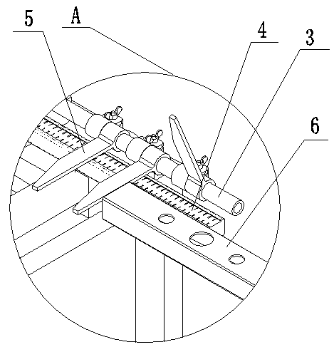 Processing positioning device for front support of forklift safety frame