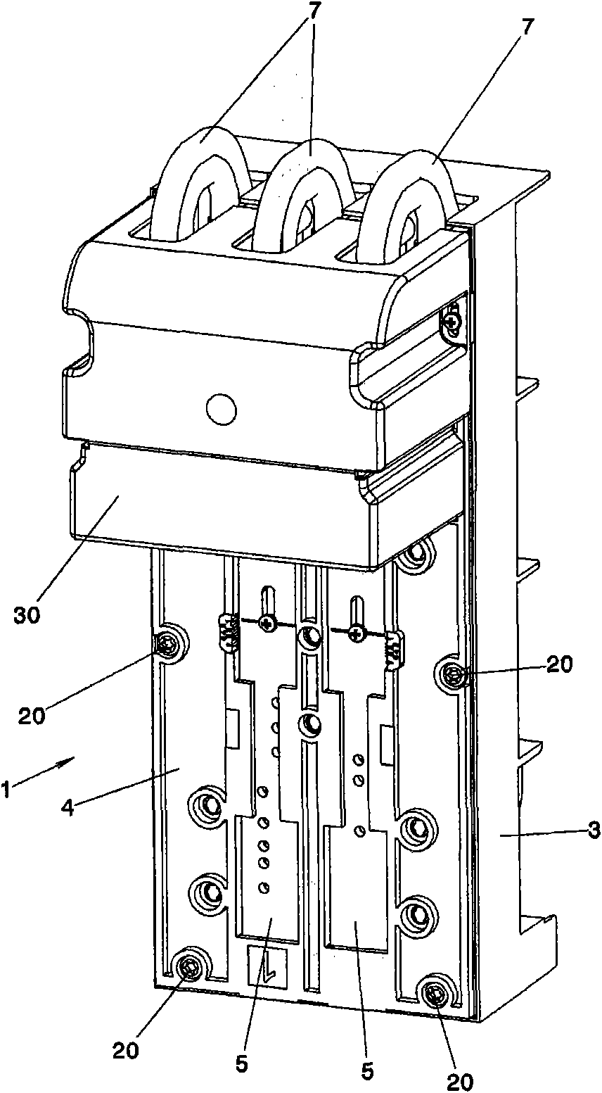 Adapter for contacting circuit breaker to bus bar system