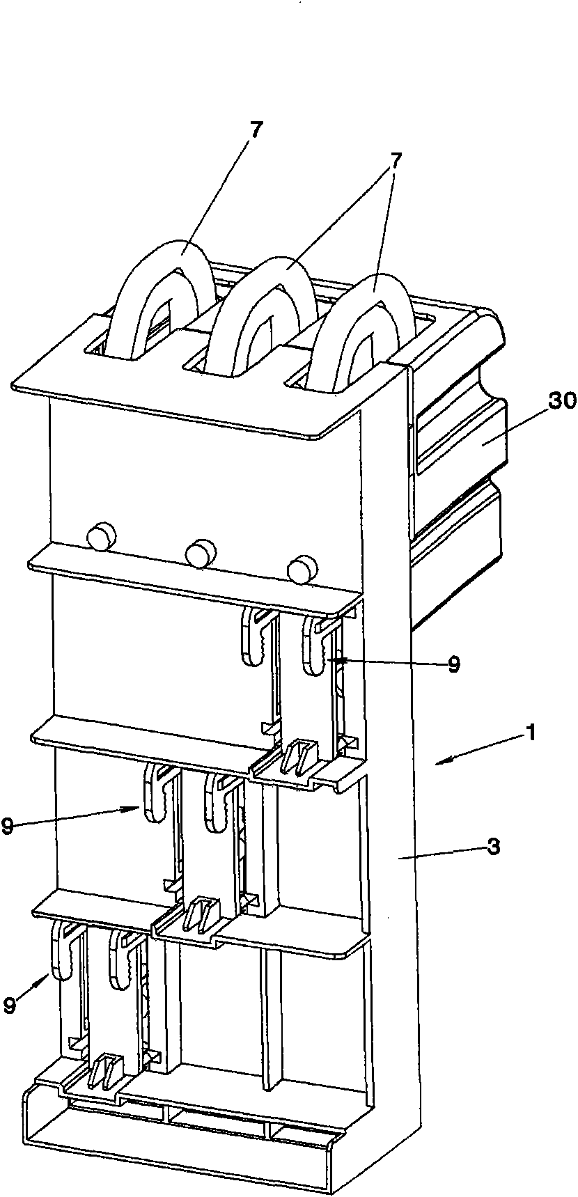 Adapter for contacting circuit breaker to bus bar system