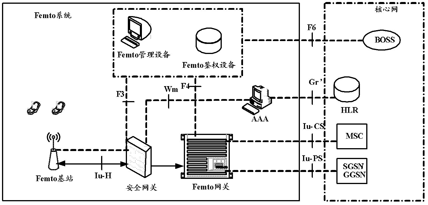 Data transmission method, system and Femto gateway based on Femto