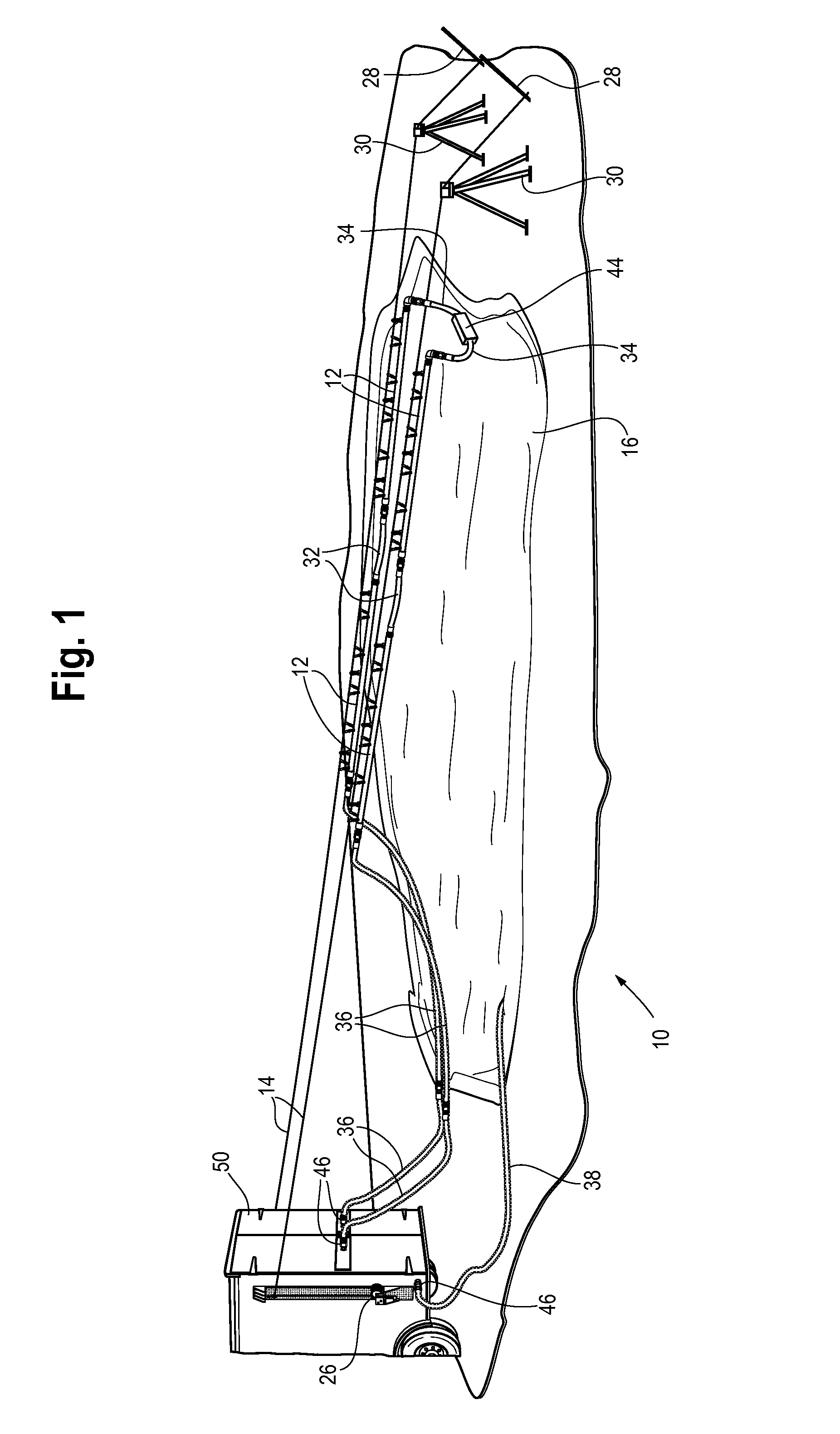 Water evaporation system using nozzles attached to a suspended cable