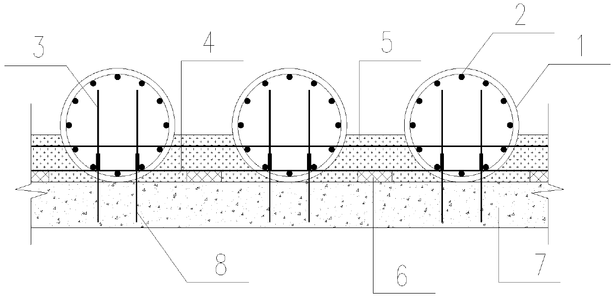 Composite structure with bracing soldier piles and basement exterior wall overlapped and construction process of composite structure