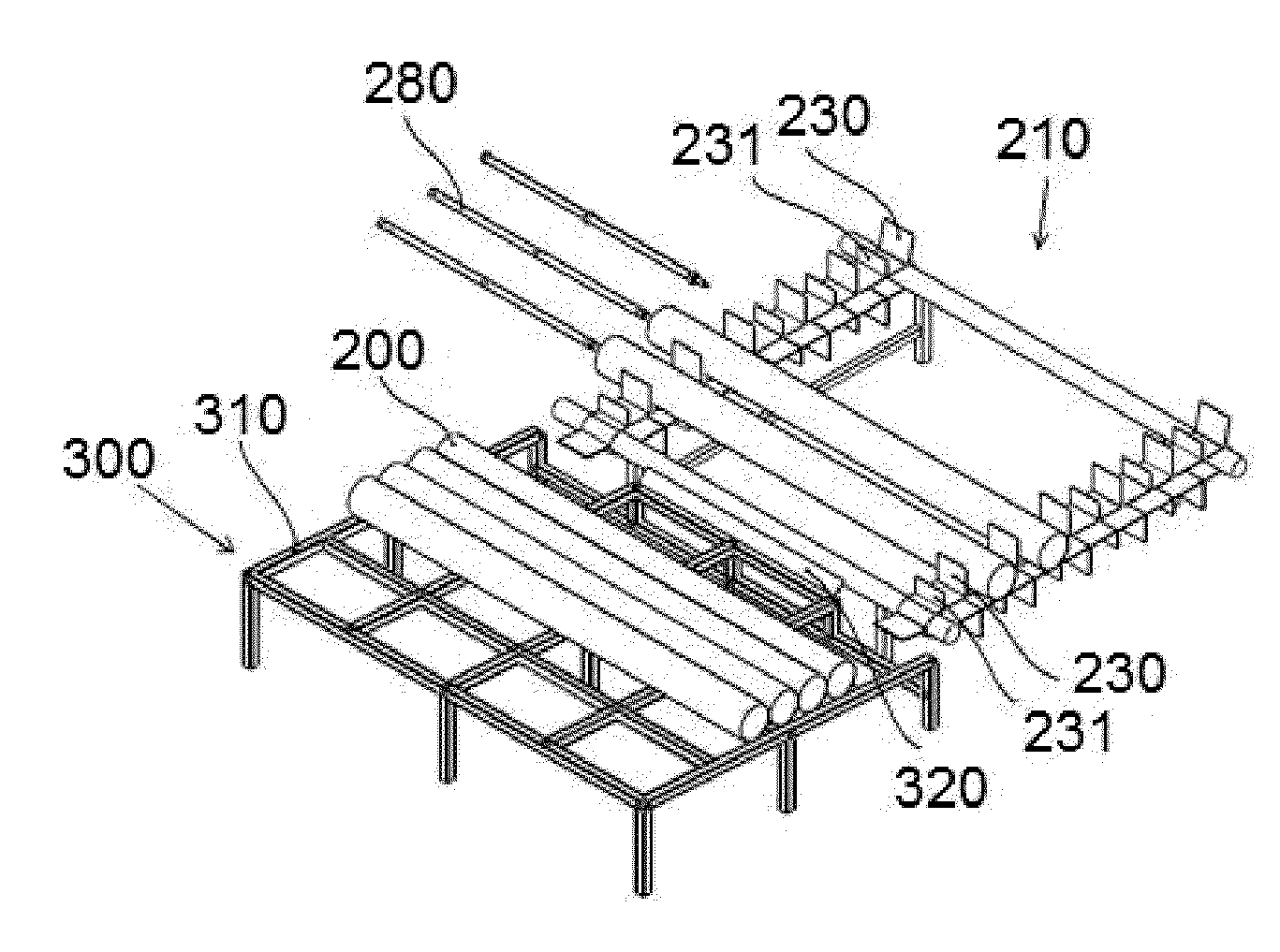 Working method for a system for partial mirroring of glass tubes, and said system