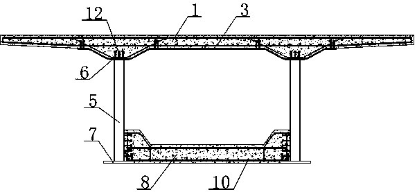 Web-covering-baseplate trapezoid (wave-shaped) steel plate combined box girder and construction method thereof