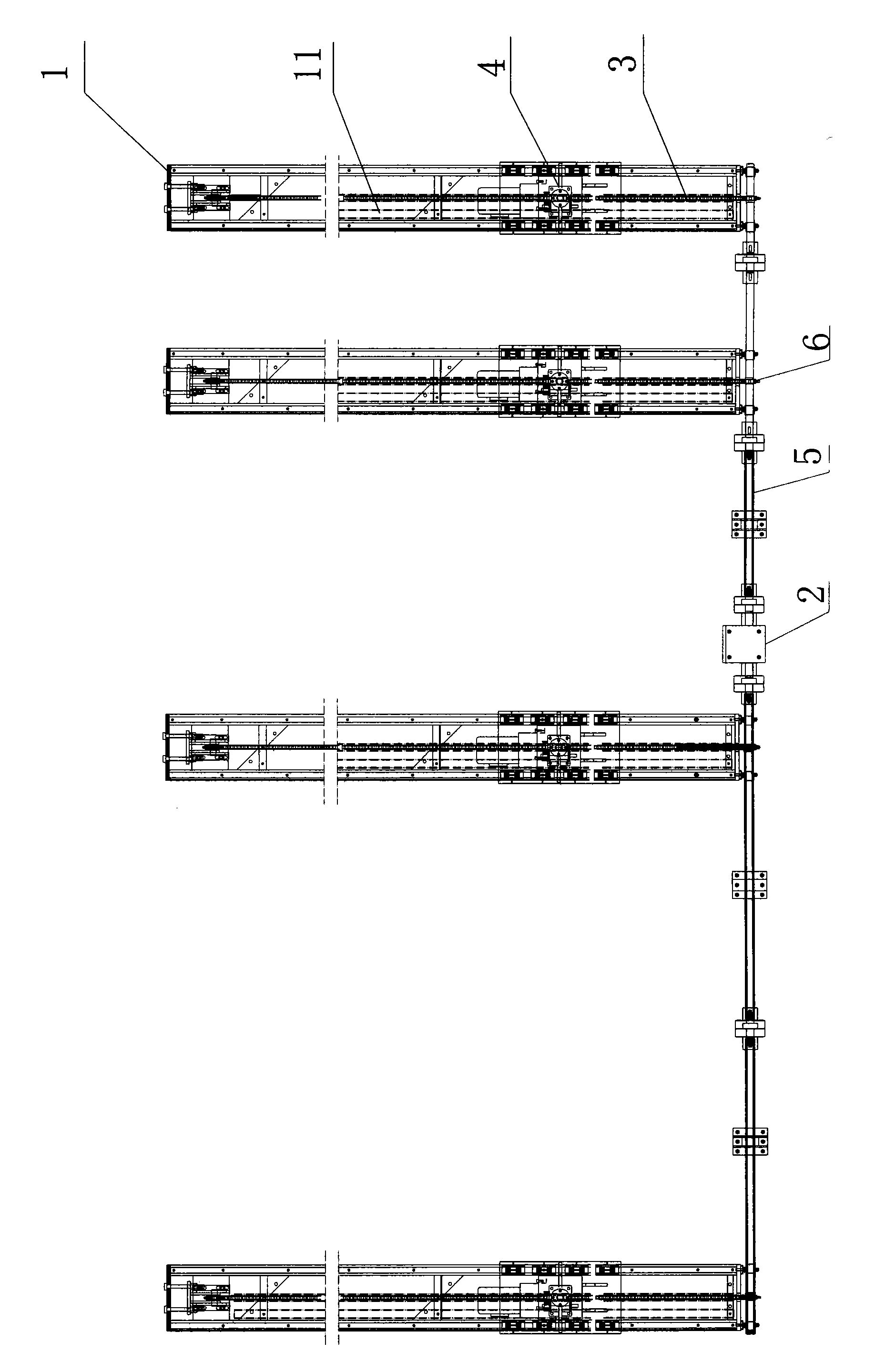 Pipe prefabrication transverse automatic conveying system