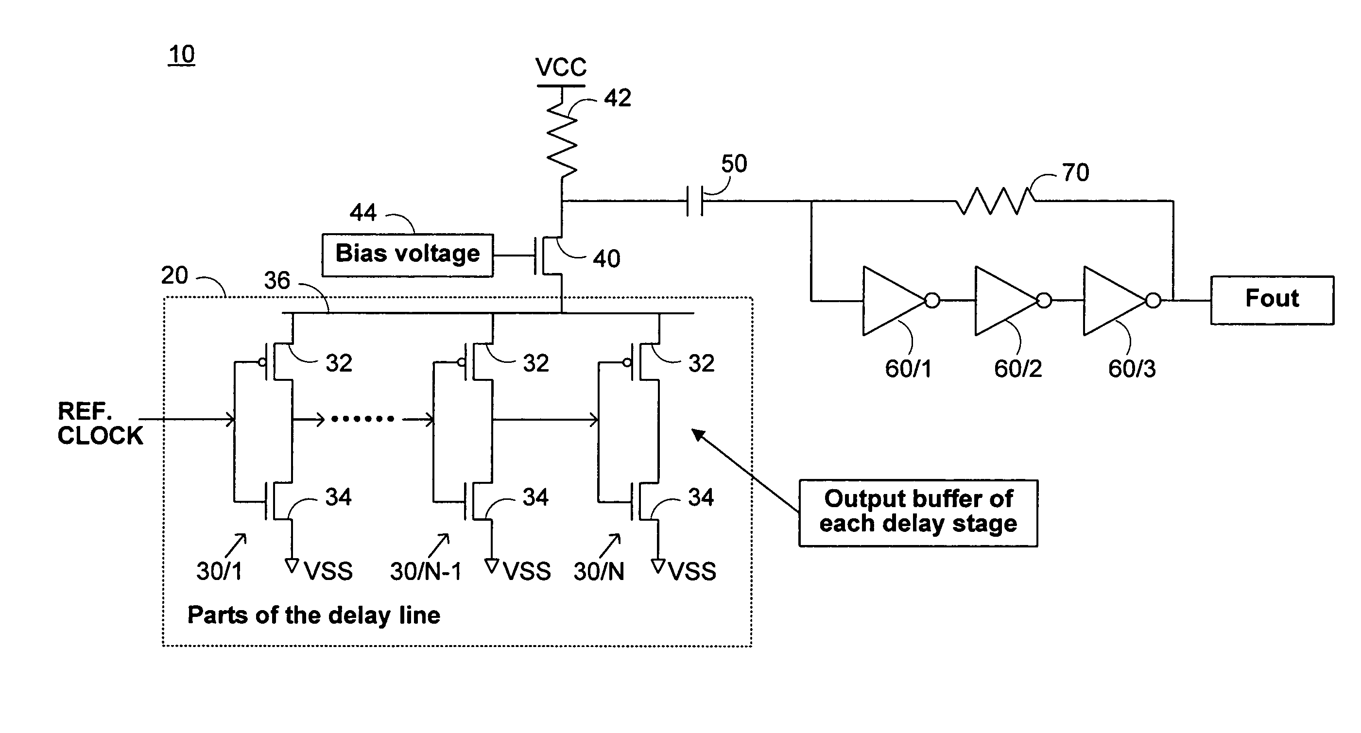 Frequency synthesizer circuitry employing delay line