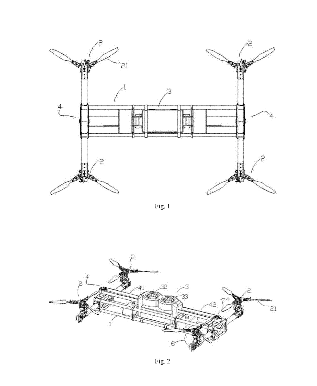 Multi-shaft power source unmanned flight equipment