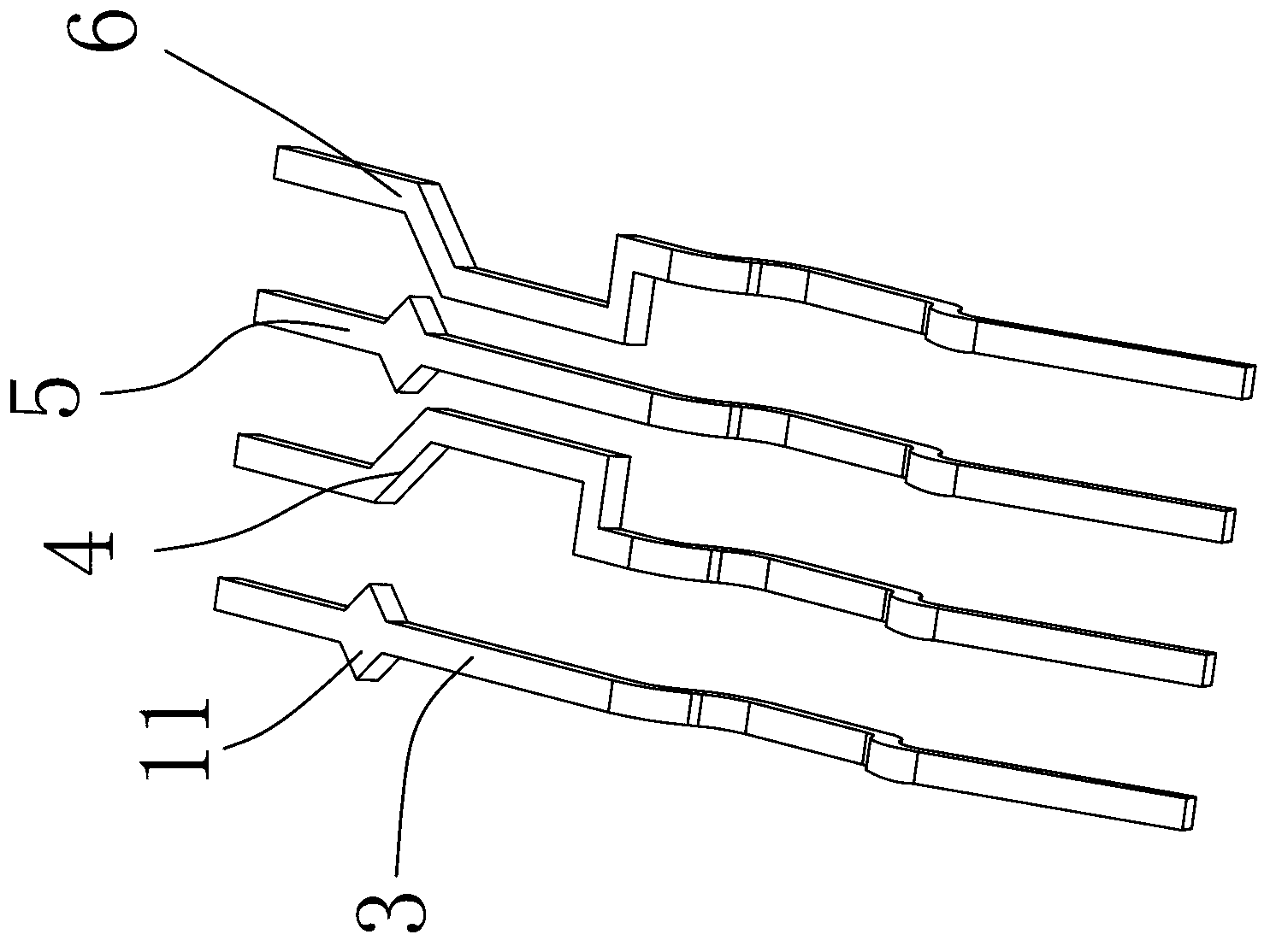 Reed space arraying structure of RJ45 module