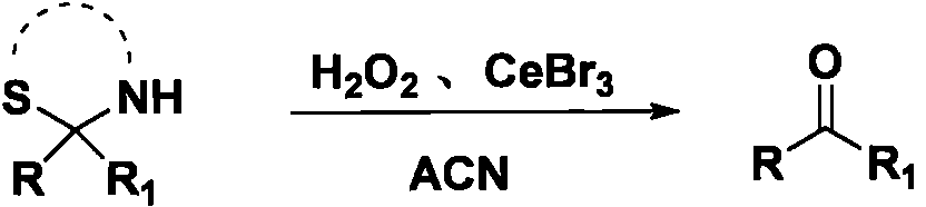 Green method for converting thiazolidine derivative into carbonyl compound