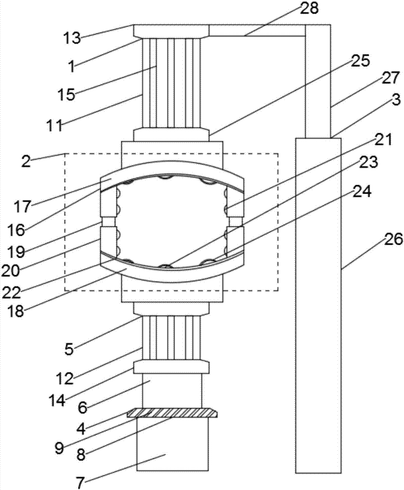 Hydraulic liftable device of traction bed