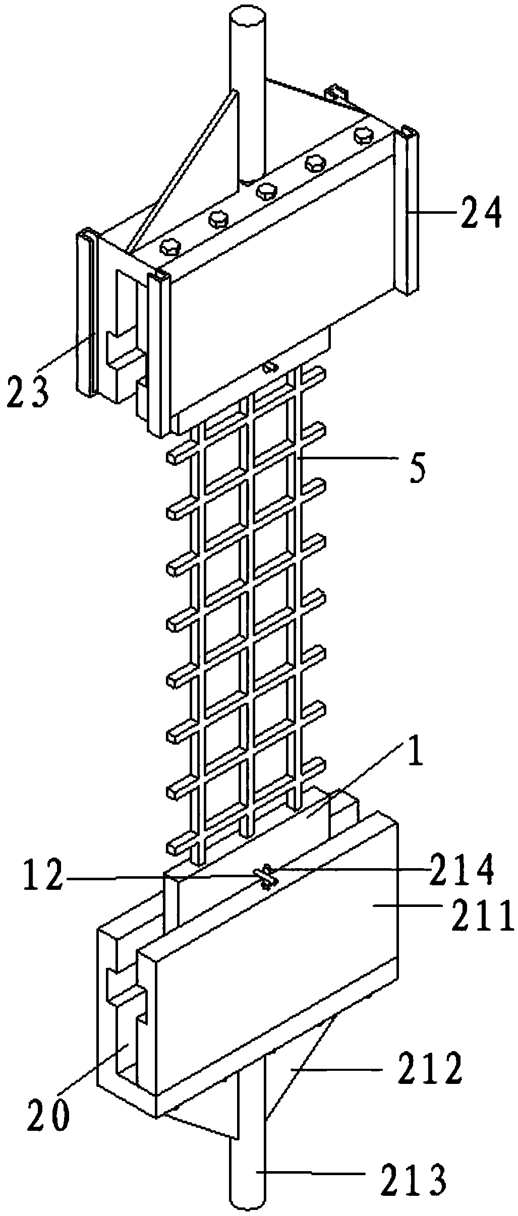 Test device and test method for testing performance of fiber composite grid material