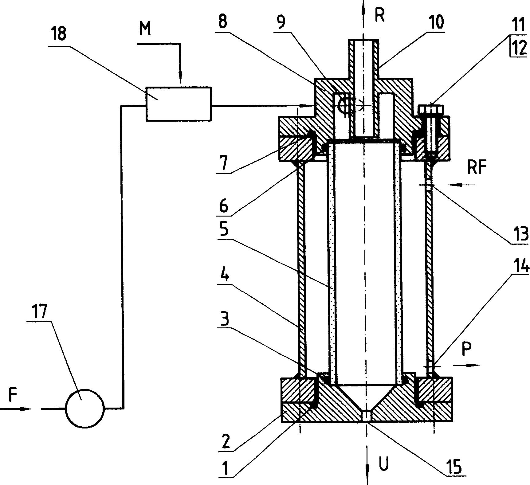 Self cleaning type internal rotation flow membrane separating device