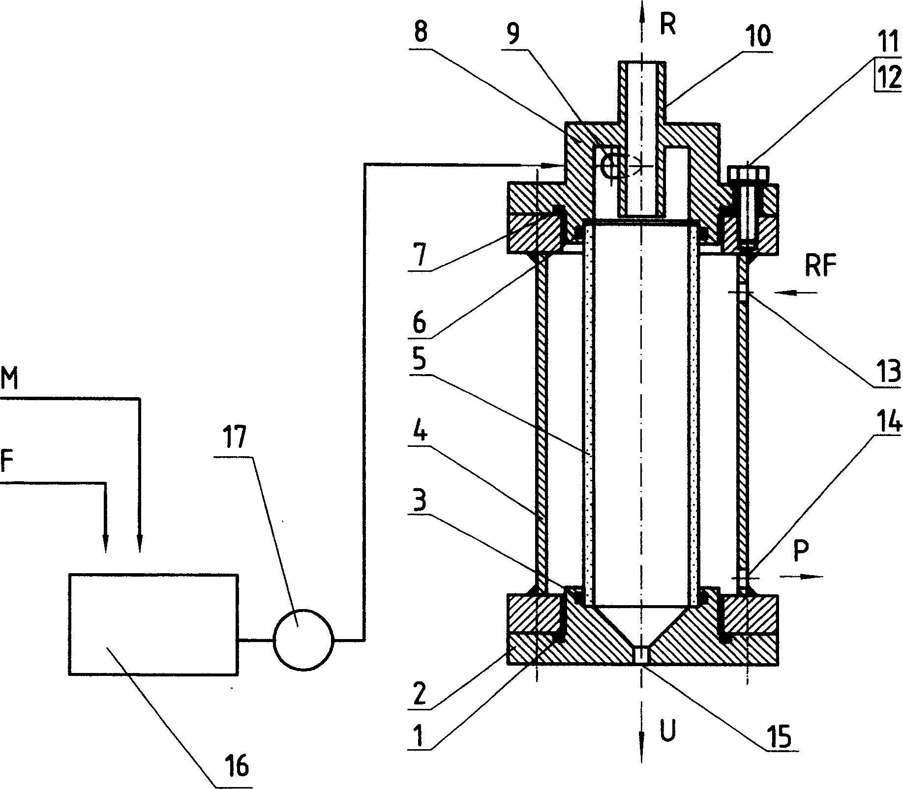 Self cleaning type internal rotation flow membrane separating device