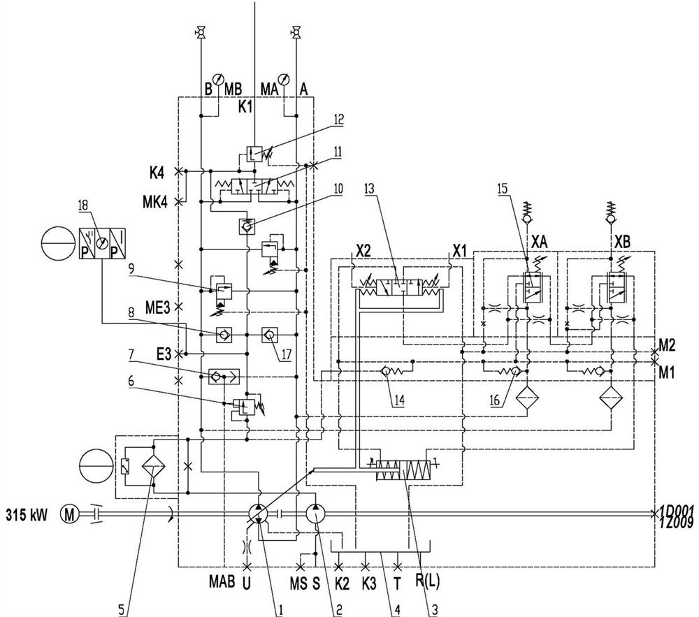 Screw machine closed hydraulic system for shield machine and shield machine