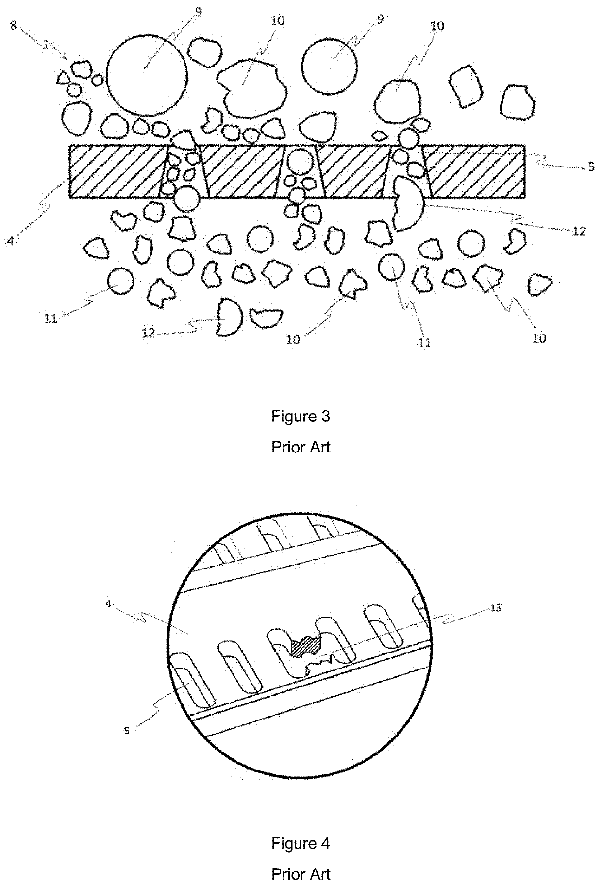 A system and a process to determine online the characteristics of expended balls and the stitches of the same, which have been expulsed from a semiautogen mineral grinding mill