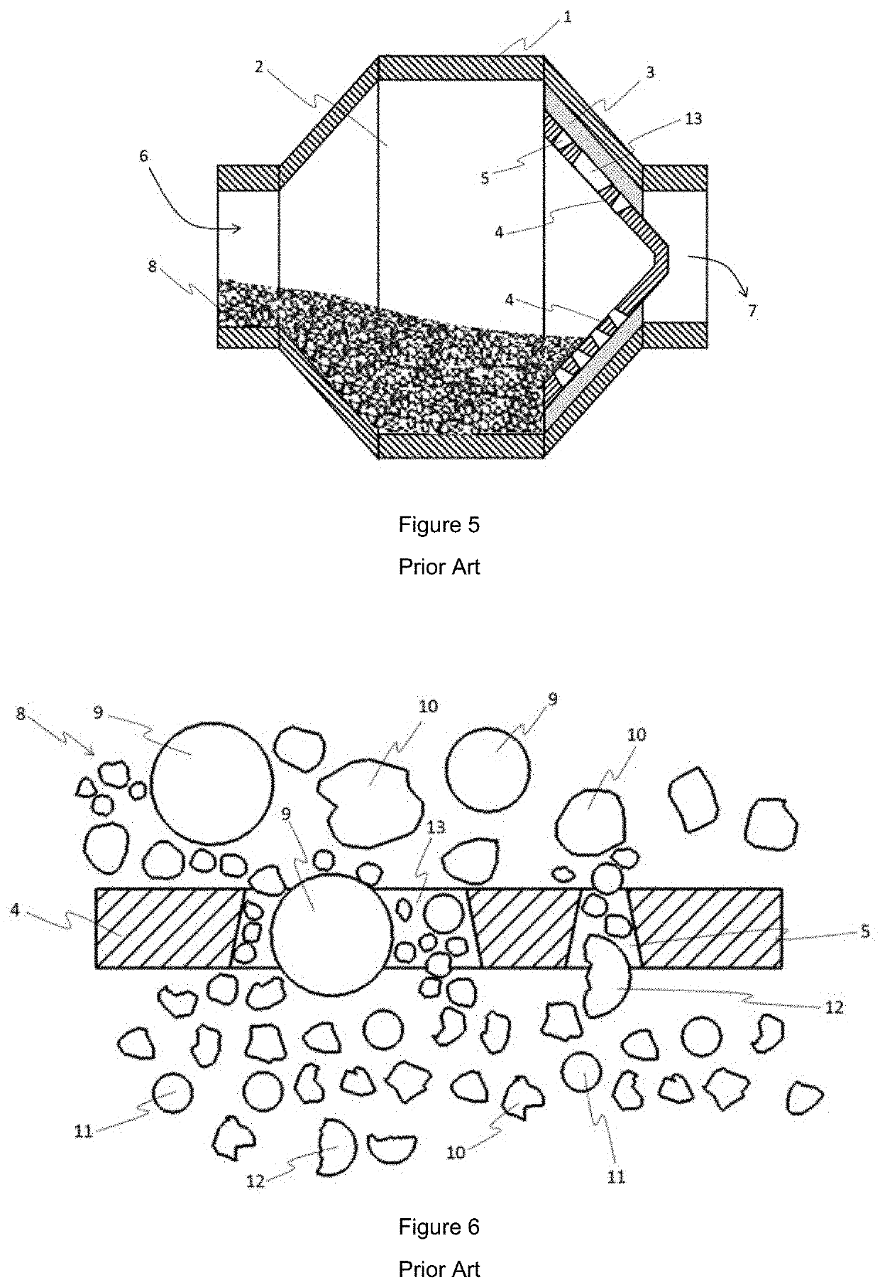 A system and a process to determine online the characteristics of expended balls and the stitches of the same, which have been expulsed from a semiautogen mineral grinding mill