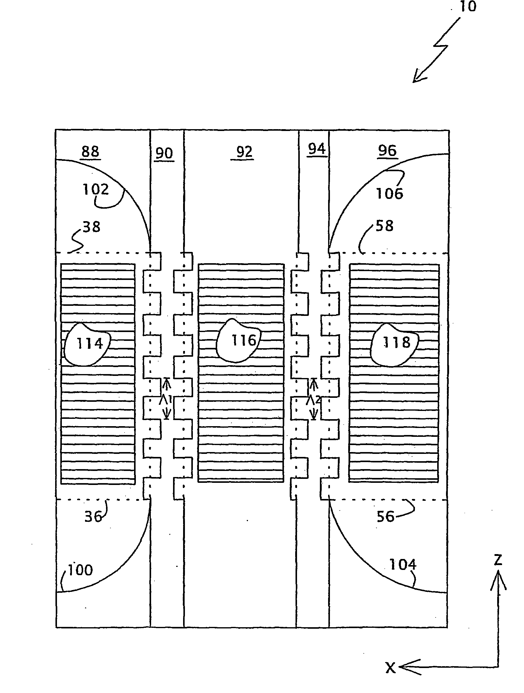 Optical mode coupling devices and an optical switch matrix based thereon