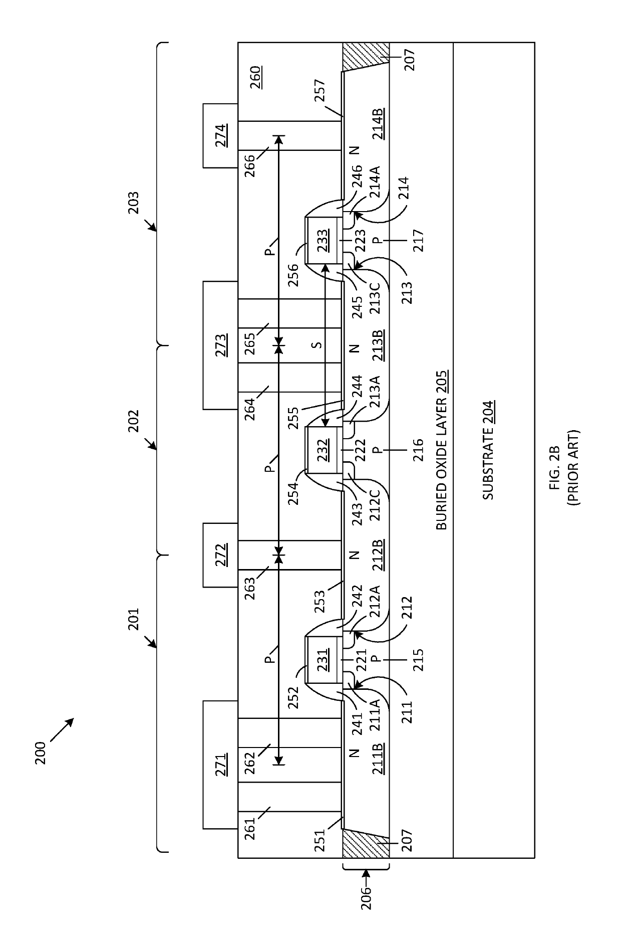 Wide contact structure for small footprint radio frequency (RF) switch