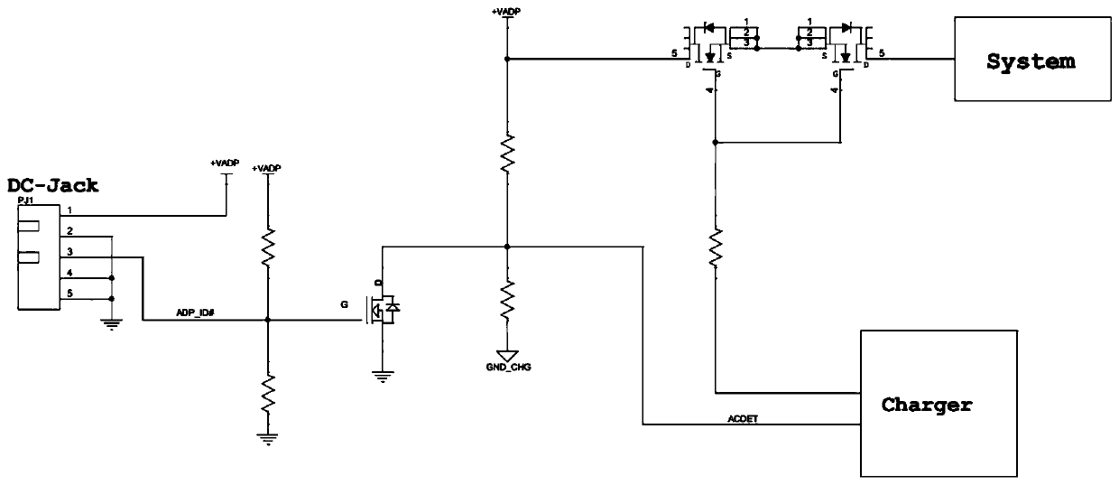 Circuit and method for preventing sparkling when notebook computer adapter is inserted