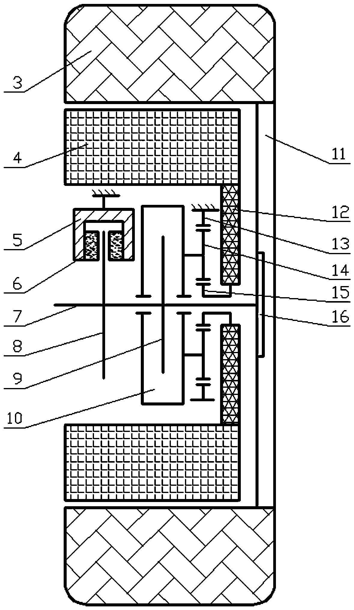 City bus wheel edge disc braking and flywheel energy-storage integrated braking device