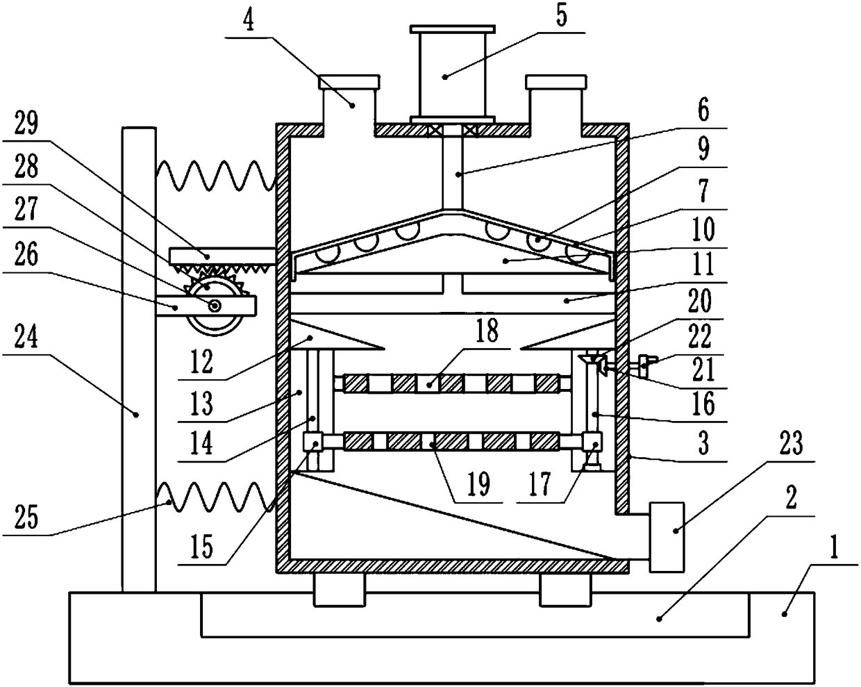 Building paint powder grinding and screening device