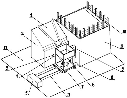 Concrete charging bucket landing anti-swing system and method for dam construction cable crane