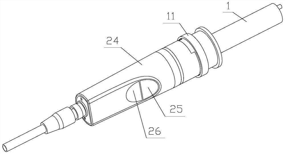 Operating handle for installing drug dissolving apparatus