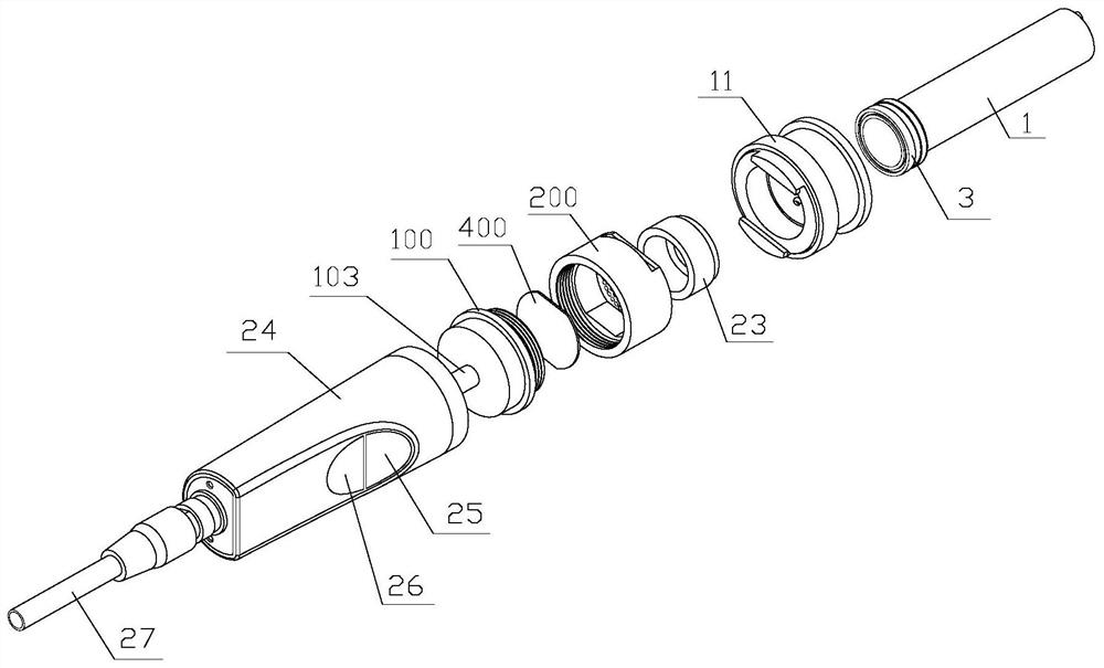 Operating handle for installing drug dissolving apparatus