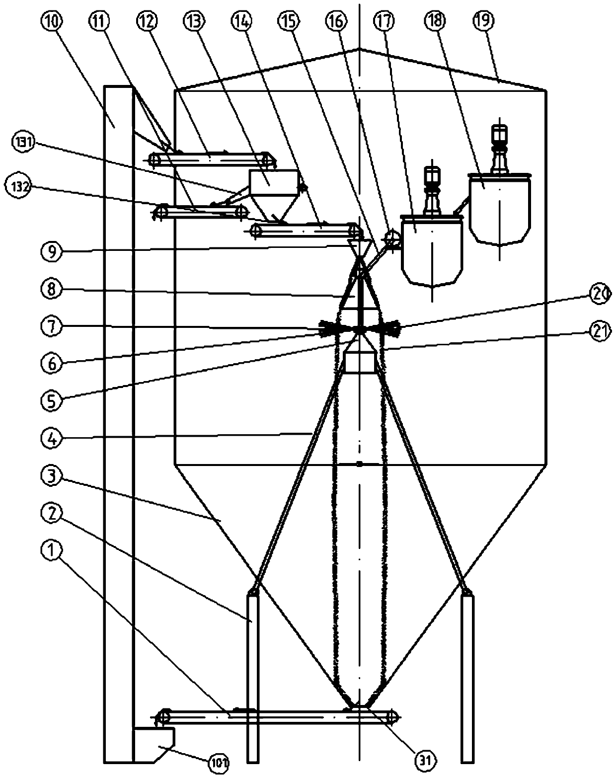 Annular coating granule chemical fertilizer pelletizing tower and process pelletizing method thereof